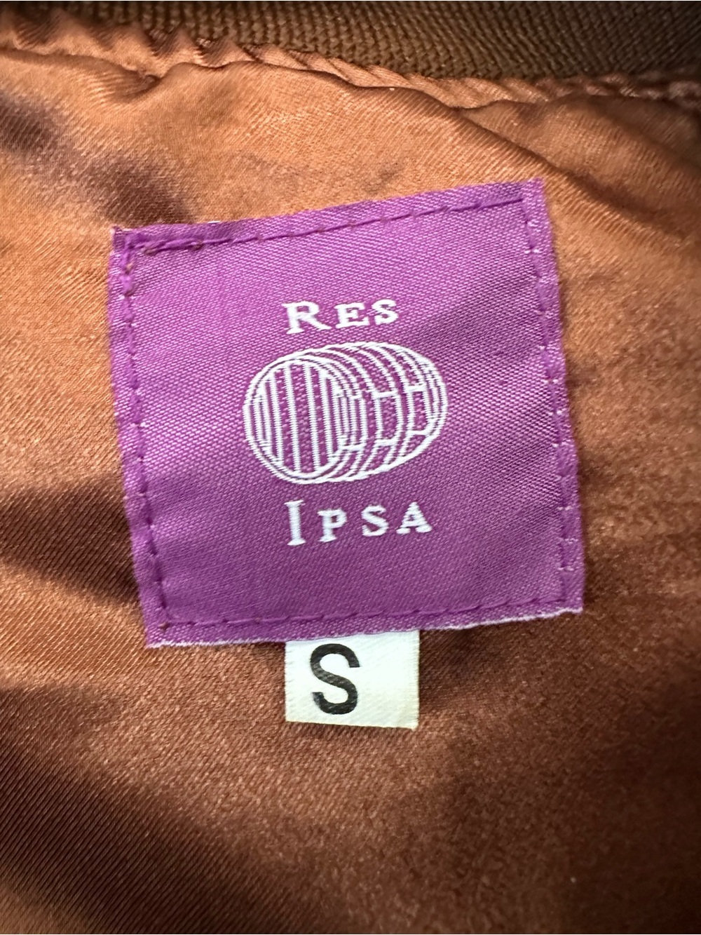 Res Ipsa Satin Bomber Jacket Brown Size Small - Picture 3 of 4